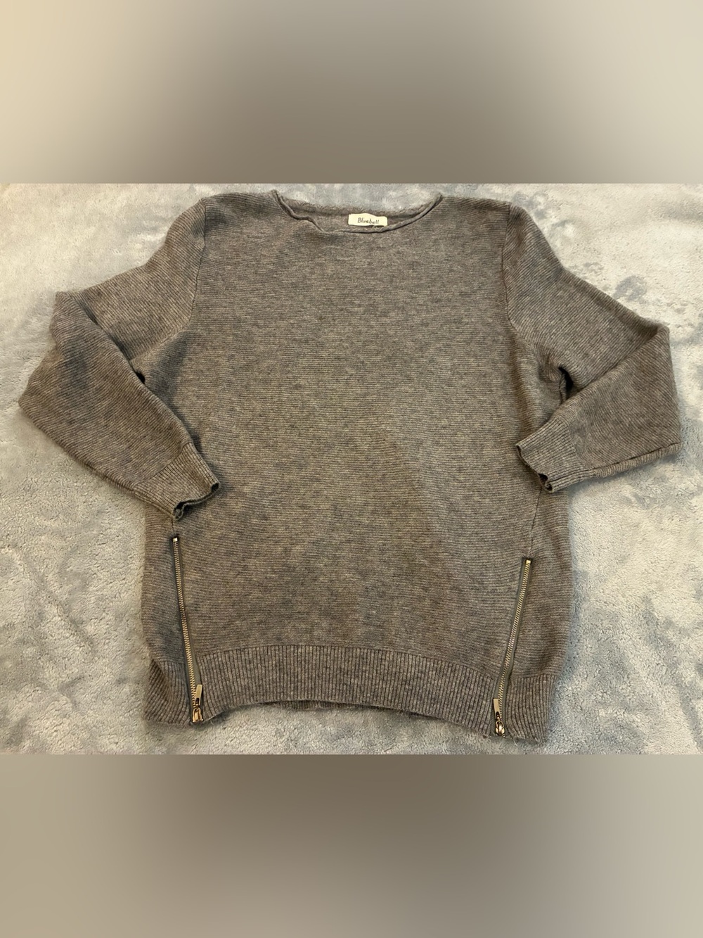 Women’s Bluebell Brand Gray Crewneck Sweater with Side Zippers Size 1X